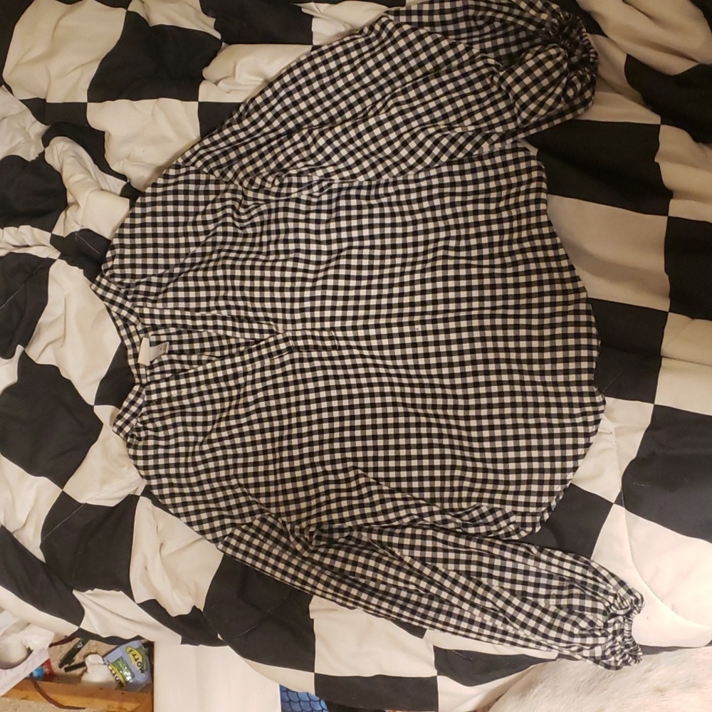 Black and White Flannel Blouse